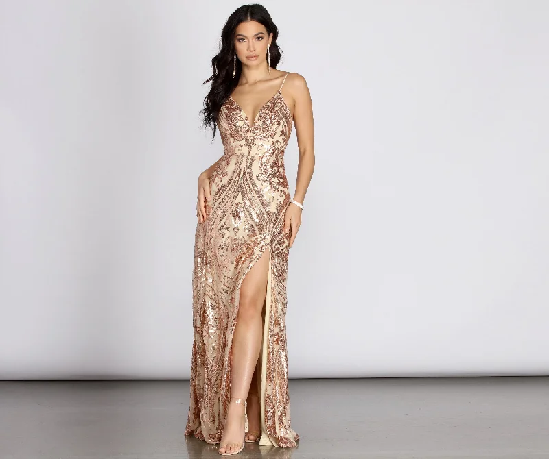 Nia Sequin Stylish Scroll Dress