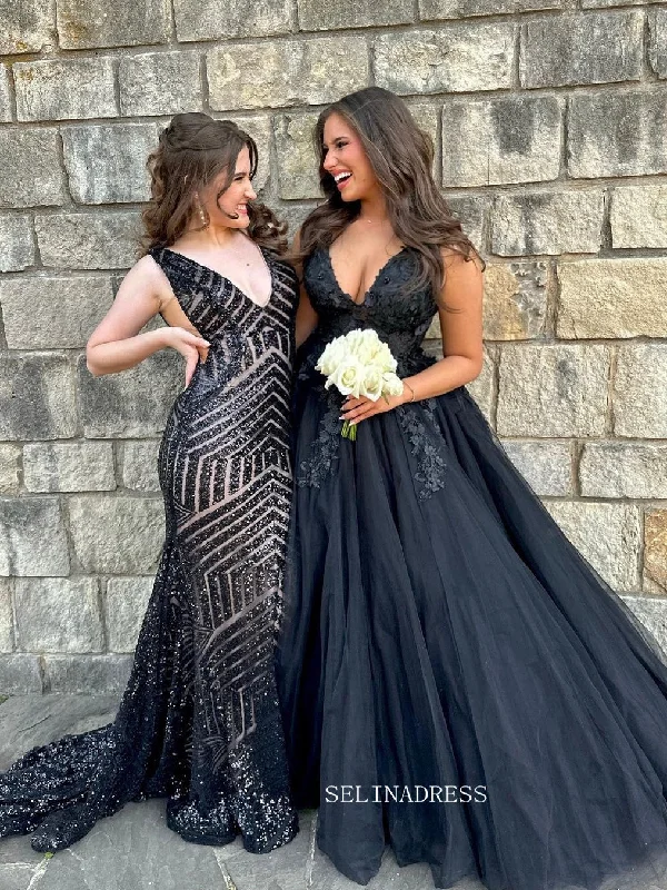 V neck Red Floral Appliques Long Prom Dress Evening Dress sew1034