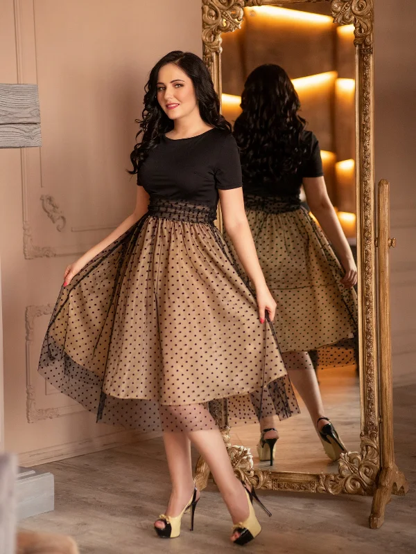 Black 1950s Polka Dot Swing Dress