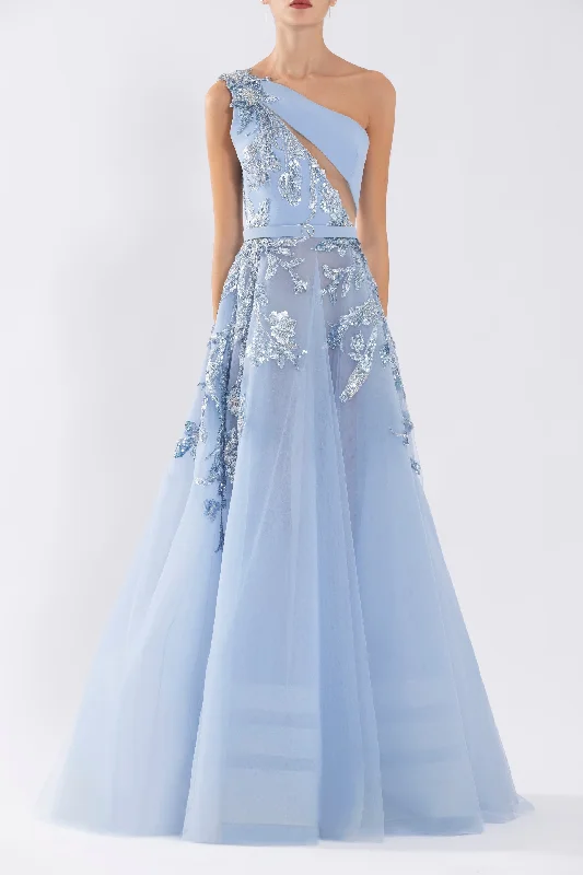 Tulle beaded dress with floral beading