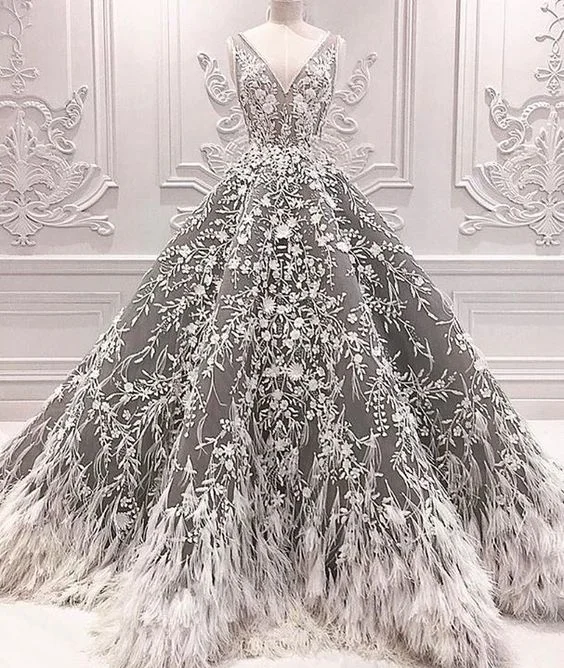 winter wonderland ball gown silver prom dress    cg24809