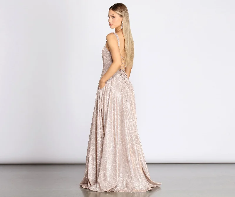 Emery Formal Stylish Glitter A-Line Dress