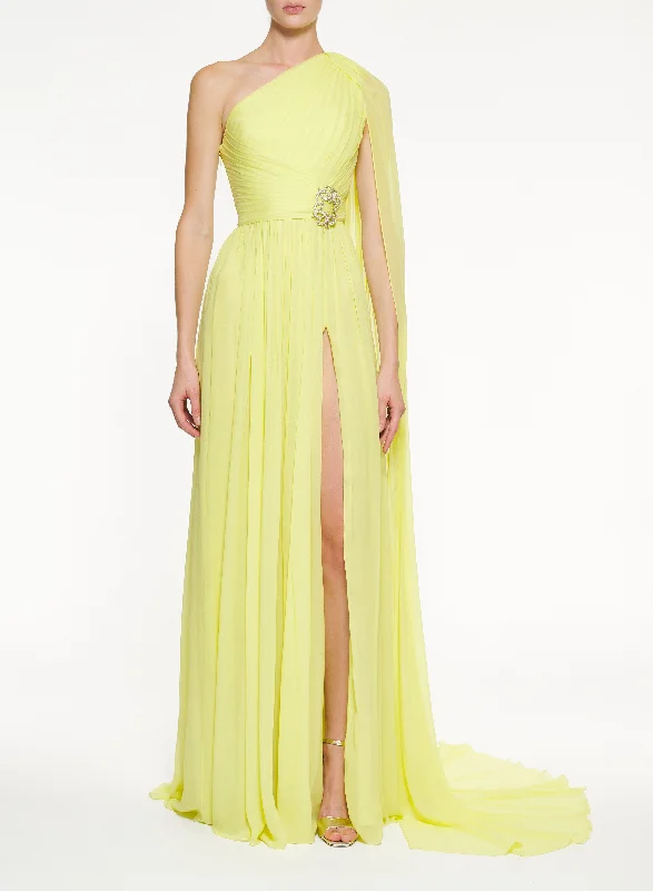 One-Shoulder Silk Long Dress