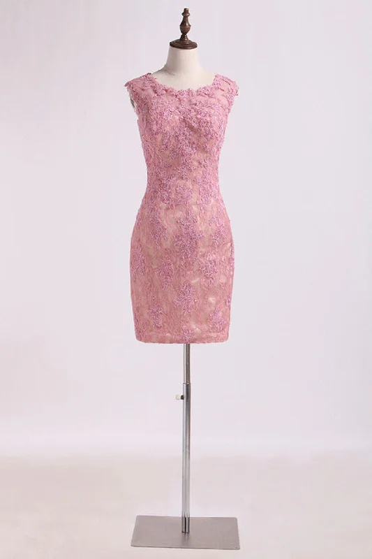 2024 Bateau Evening Dresses Sheath/Column With Applique PK1APC6J