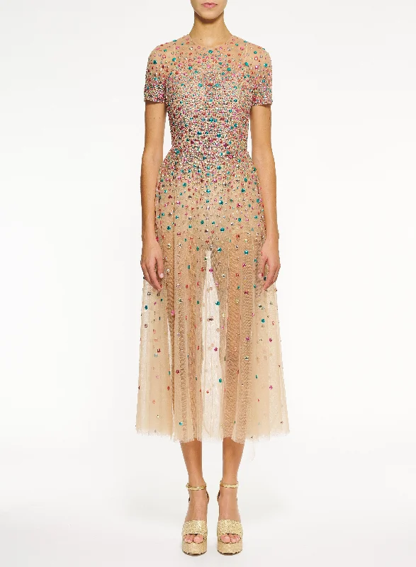 Multicolor Bead Embroidered Dress