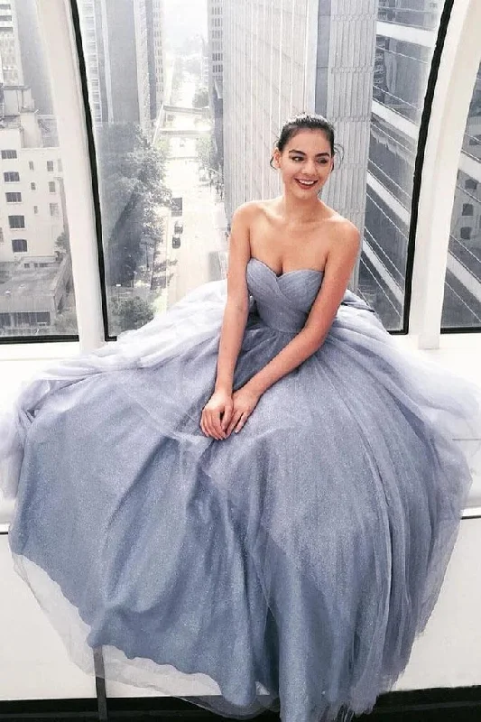 Sparkly Ball Gown Strapless Grey Sweetheart Long Prom Dresses, Evening Dresses STI15535 Sparkly Ball Gown Strapless Grey Sweetheart Long Prom Dresses, Evening Dresses STI15535