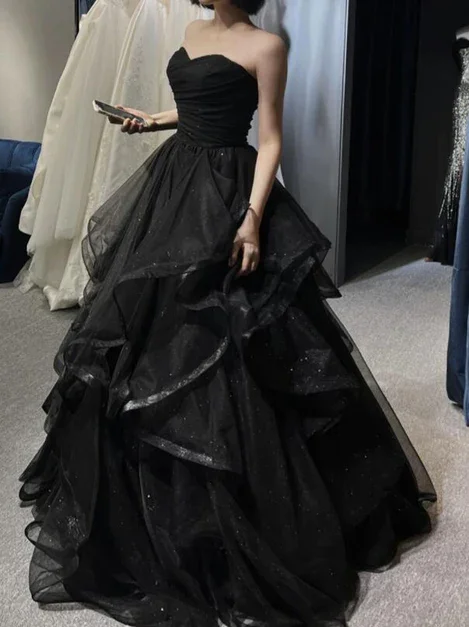Black Sweetheart Tulle Layers Ball Gown Formal Dresses, Black Evening Dress Prom Dress cg24949 Black Sweetheart Tulle Layers Ball Gown Formal Dresses, Black Evening Dress Prom Dress cg24949