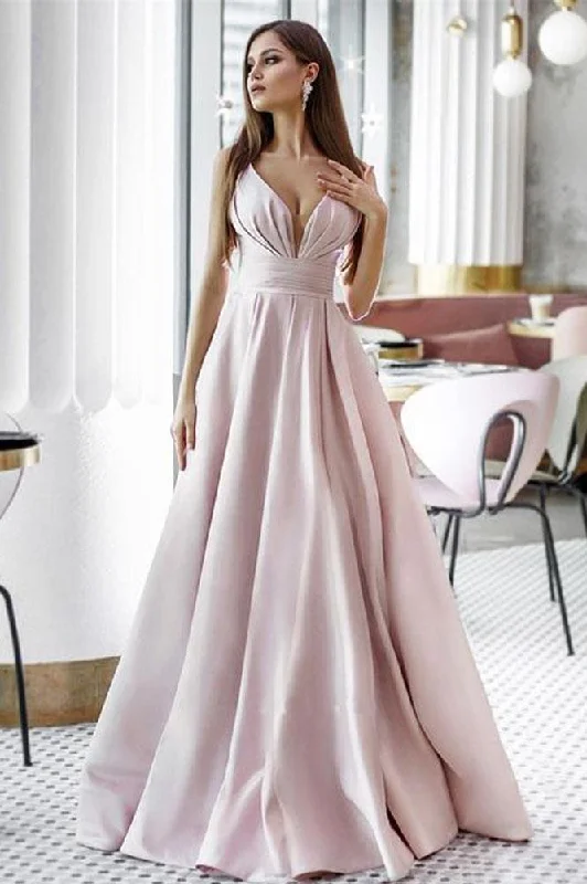 Vintage A Line Pink Satin Long Evening Dresses, Simple Dance Formal Dresses STI15541 Vintage A Line Pink Satin Long Evening Dresses, Simple Dance Formal Dresses STI15541