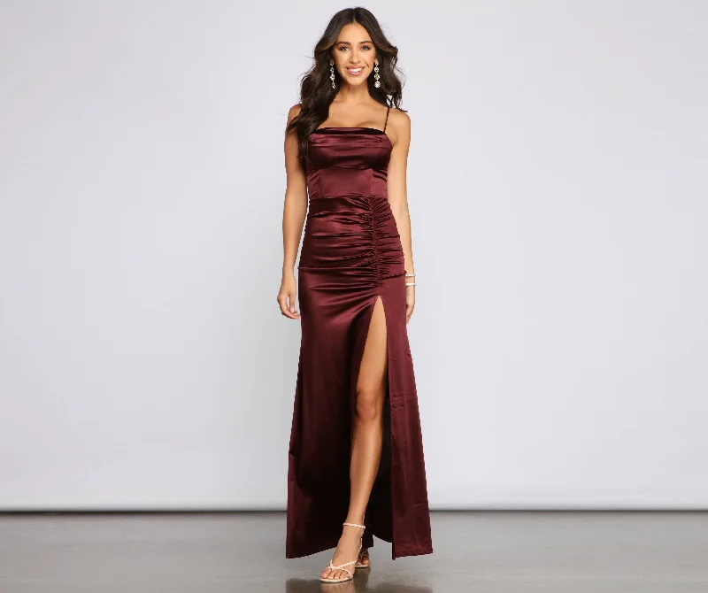Nemi Formal High Charming Slit Ruched Dress