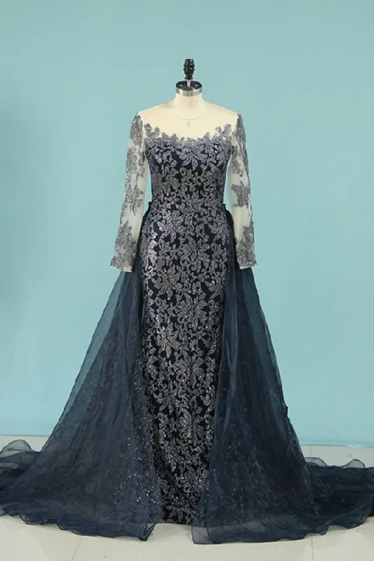 2024 Bling Bling Evening Dresses Mermaid Bateau Sweep/Brush Sequins Lace PAYT6GR7