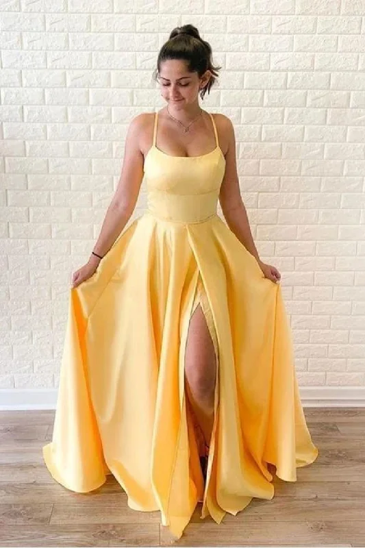 Simple Sleeveless Split Long Prom Dresses Cheap Sweep Train Evening STIP596T9CJ