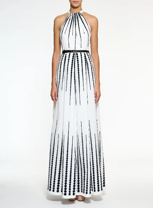 Moon Embroidered Poplin Dress