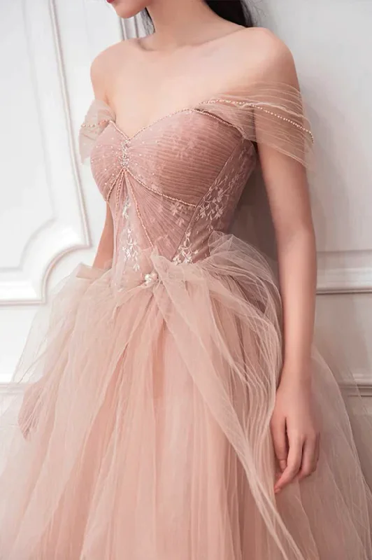 Pink Sweetheart With Lace Beaded Tulle Junior Prom Dress, Pink Long Formal Dresses cg24960 Pink Sweetheart With Lace Beaded Tulle Junior Prom Dress, Pink Long Formal Dresses cg24960