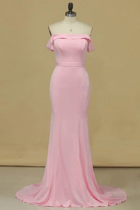 2024 Boat Neck Spandex Mermaid/Trumpet Zipper Up Evening Dresses Floor PDDRCCT4