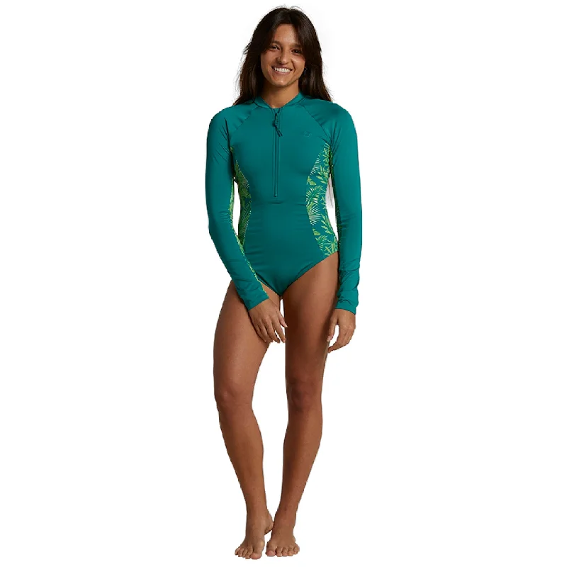 Womens Poipu Palm Bodysuit - Jade Fashionable Bodysuit with Frill Detail