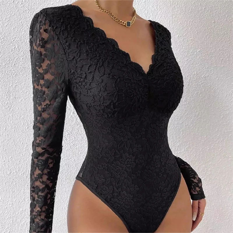 Sienna Lace Luxe Bodysuit Comfortable Mesh Insert Bodysuit