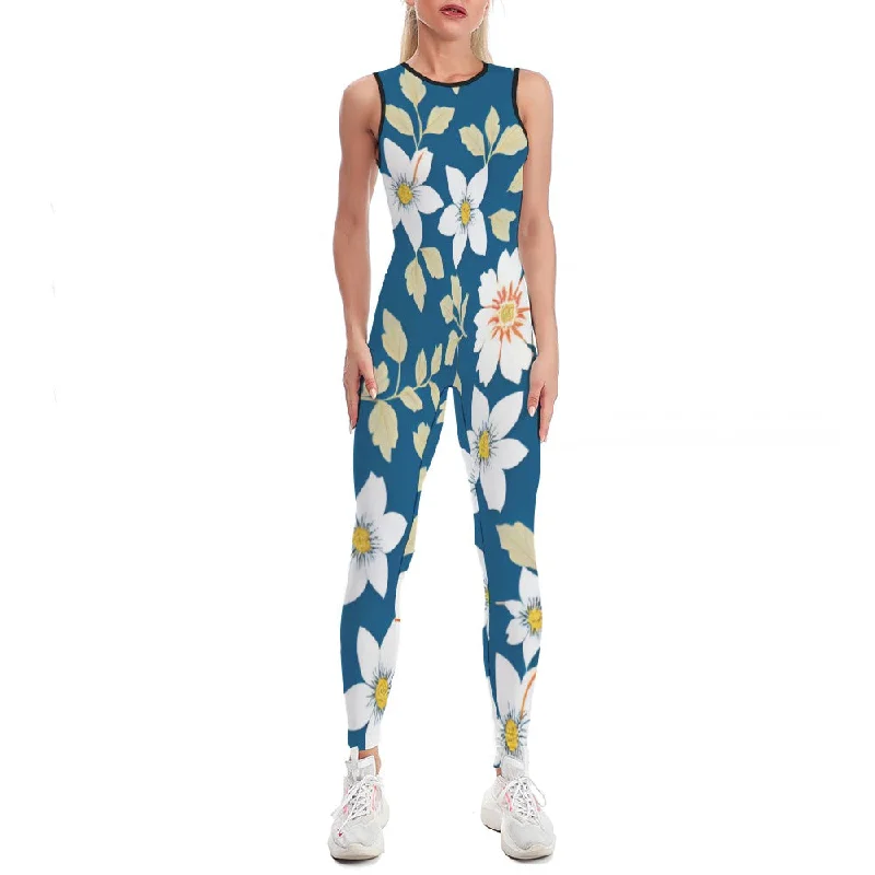 Colorful Ladies Bodysuit Yoga Pants Trendy Sleeveless Bodysuit