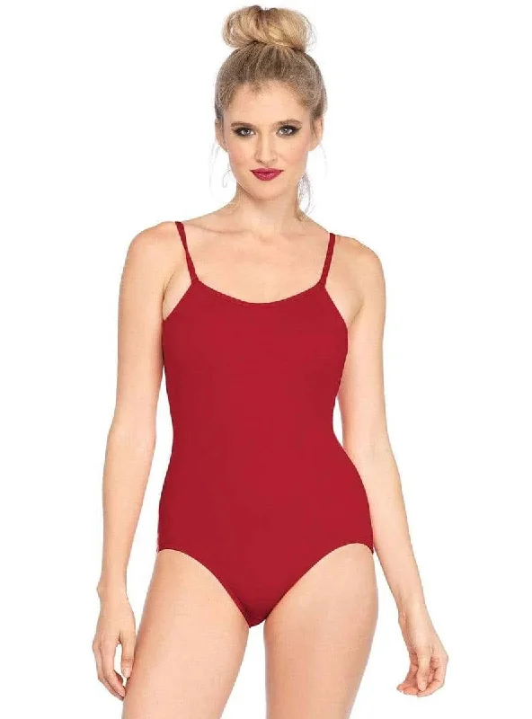 Basic Red Colour Womens Costume Bodysuit Comfortable Mesh Insert Bodysuit