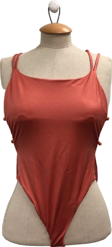 Yamamay Orange Strappy Back Bodysuit UK 10 Trendy Scoop Neck Bodysuit