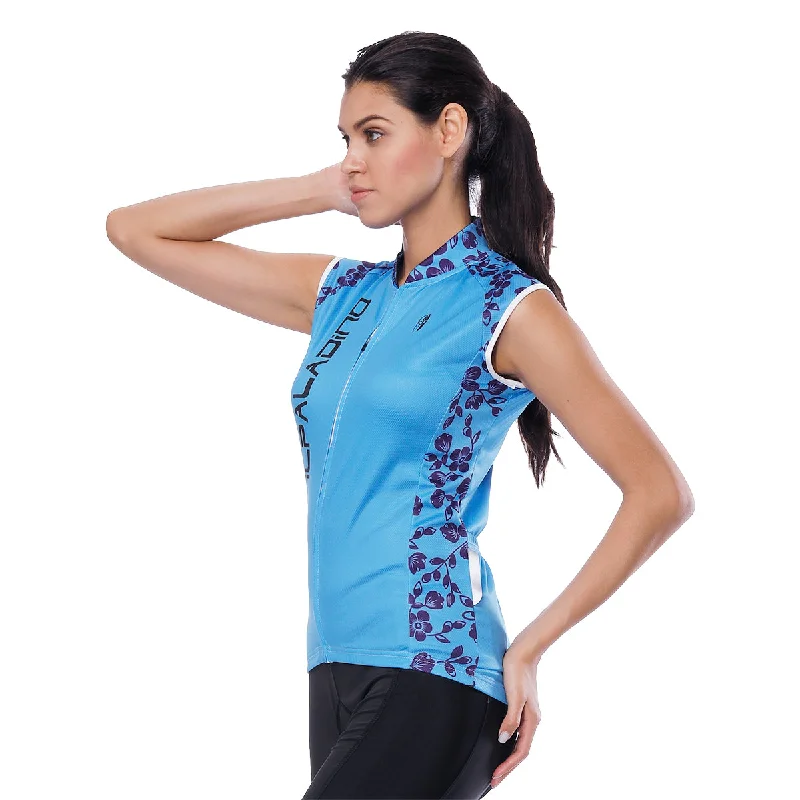 Blue Flower Branch Women's Cycling Sleeveless Bike Jersey T-shirt Summer Spring Road Bike Wear Mountain Bike MTB Clothes Sports Apparel Top NO. 804 Terry Blend Velvet Blend Canvas Blend