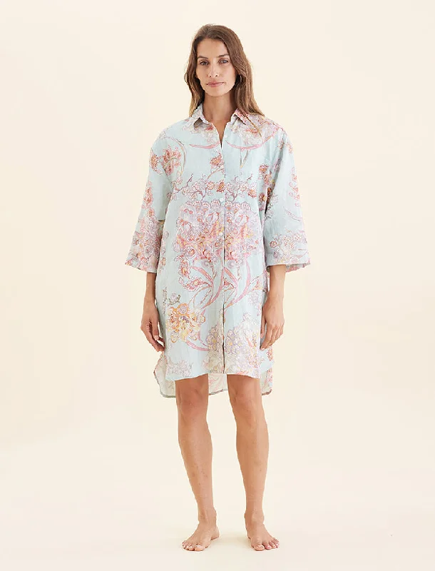 Coco Resort Linen Nightshirt Houndstooth Herringbone Solid