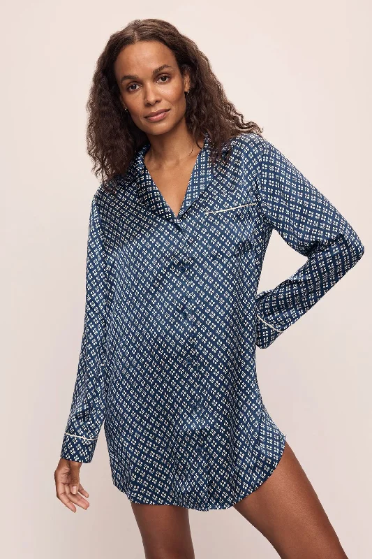 Inez Washable Silk Printed Sleepshirt Lace Blend Ribbed Blend Corduroy Blend