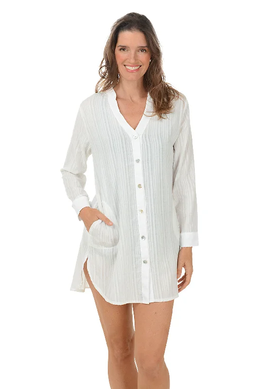 Matira Button-Front Shirt Cover-Up Machine Wash Dry Clean Hand Wash