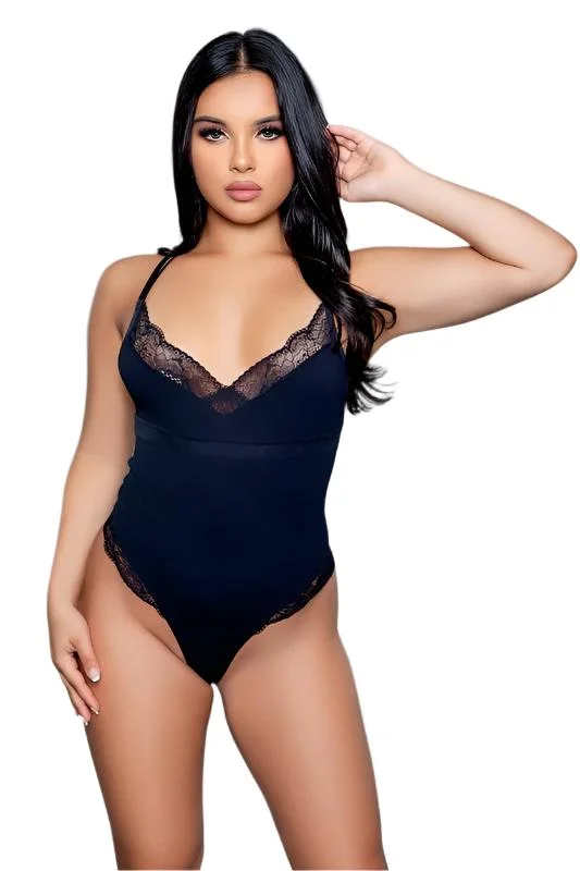 Maisie Bodysuit Lace Trim Trendy High-Leg Bodysuit