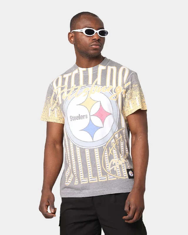 Mitchell & Ness Pittsburgh Steelers Jumbotron Sublimated T-Shirt Black Silk Blend Satin Velvet