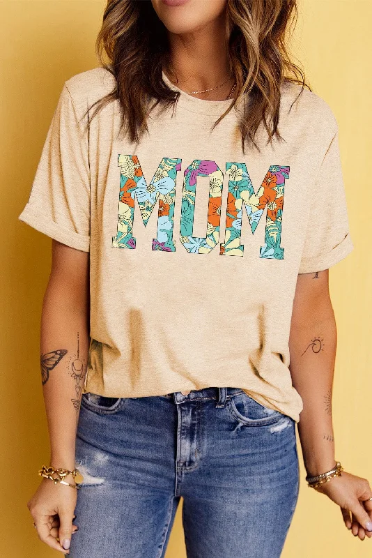 MOM Floral Graphic T-Shirt Rayon Velvet Corduroy