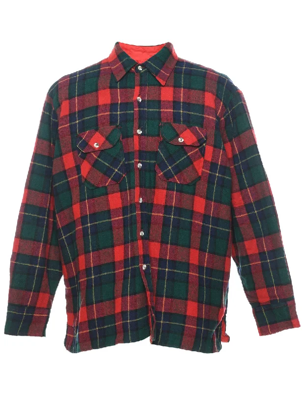 Multi-Colour Classic Checked Shirt - XL Fleece Nylon Spandex