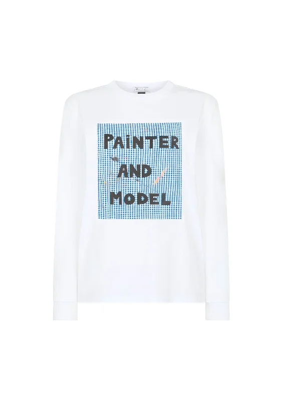 Painter and Model Long Sleeve T-Shirt Striped Floral Plaid