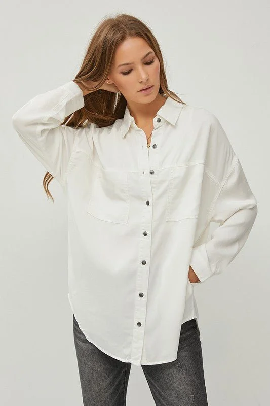 Posh oversized shirt Notch Collar Peter Pan Collar Cowl Neck