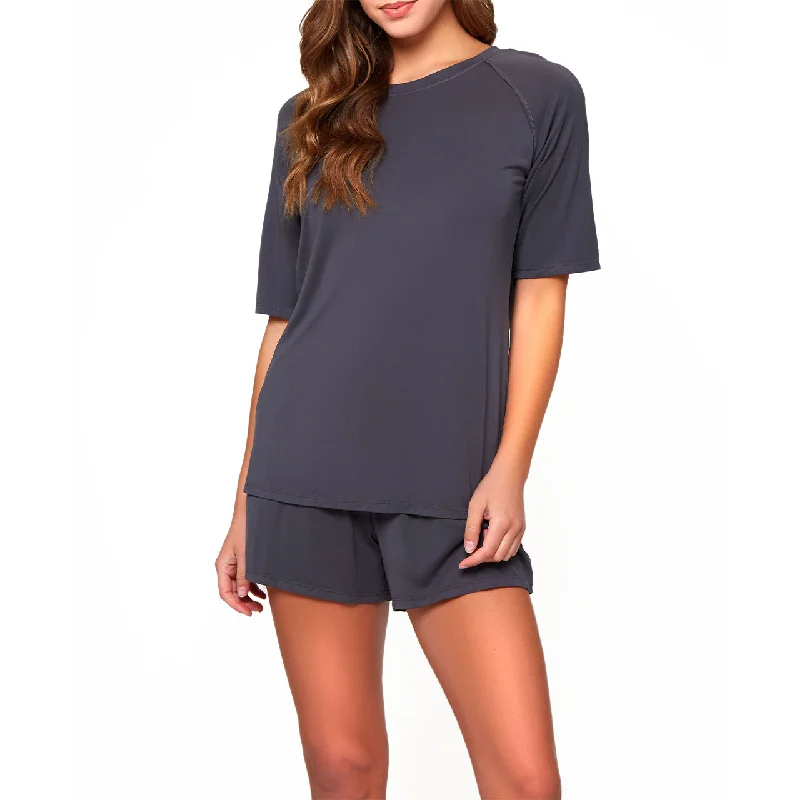 Raglan 3/4 Sleeve Shirt and Short Set Basic T-Shirt Crew Neck Short Sleeve