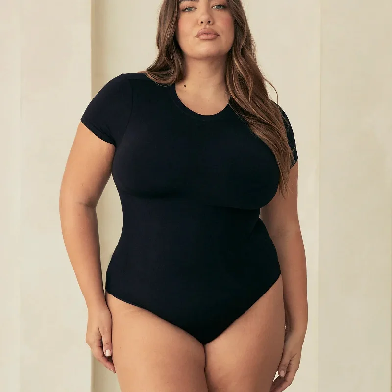 Pinsy Shapewear Short Sleeve Butter Sculpt Seamless Shapewear Bodysuit in Black Trendy Off-Shoulder Bodysuit Pinsy Shapewear Short Sleeve Butter Sculpt Seamless Shapewear Bodysuit in Black Trendy Off-Shoulder Bodysuit