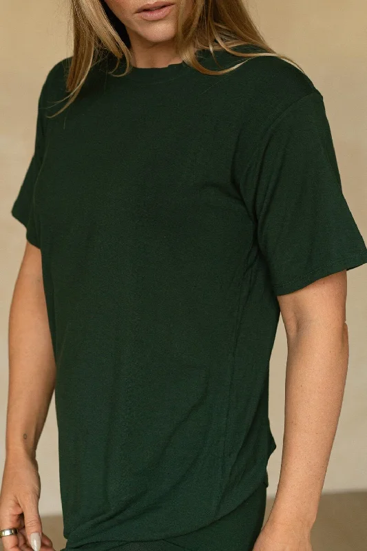 The Cool-Comf Lounge T-Shirt - Evergreen Rayon Fabric Velvet Fabric Corduroy Fabric