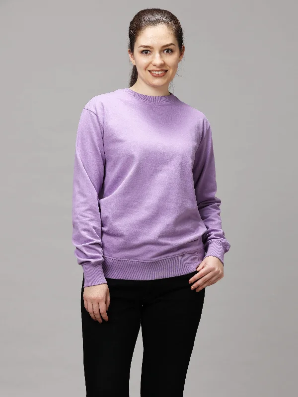 The Greenage Girl Solid Long Violet Sweat Shirt Print Jacquard Patchwork