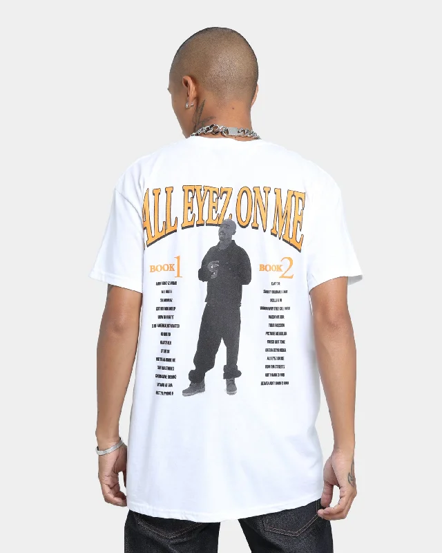 Tupac 25th Anniversary All Eyes On Me T-Shirt White Striped Floral Plaid