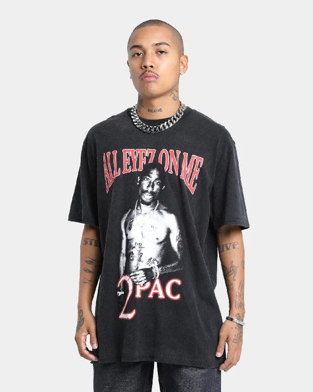 Tupac All Eyez On Me Vintage T-Shirt Washed Black Spandex Blend Rayon Blend Denim Blend