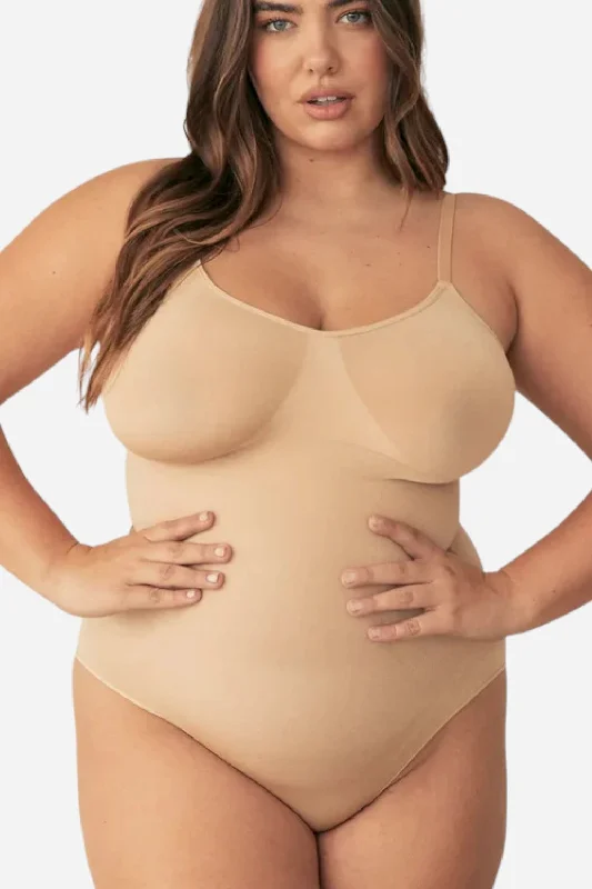 Pinsy Shapewear V Neck Spaghetti Butter Sculpt Seamless Shapewear Bodysuit in Beige Comfortable Soft Bodysuit Pinsy Shapewear V Neck Spaghetti Butter Sculpt Seamless Shapewear Bodysuit in Beige Comfortable Soft Bodysuit