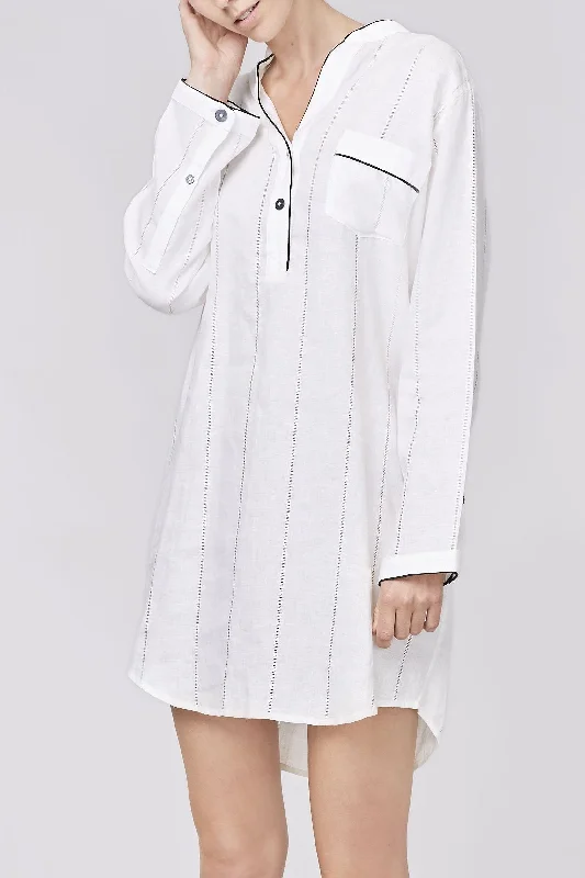 TESS LINEN SHORT SLEEP SHIRT Cozy Warm Stylish