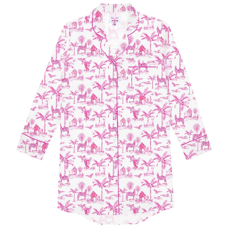 Women's Skydog Pink Night Shirt Rayon Fabric Velvet Fabric Corduroy Fabric