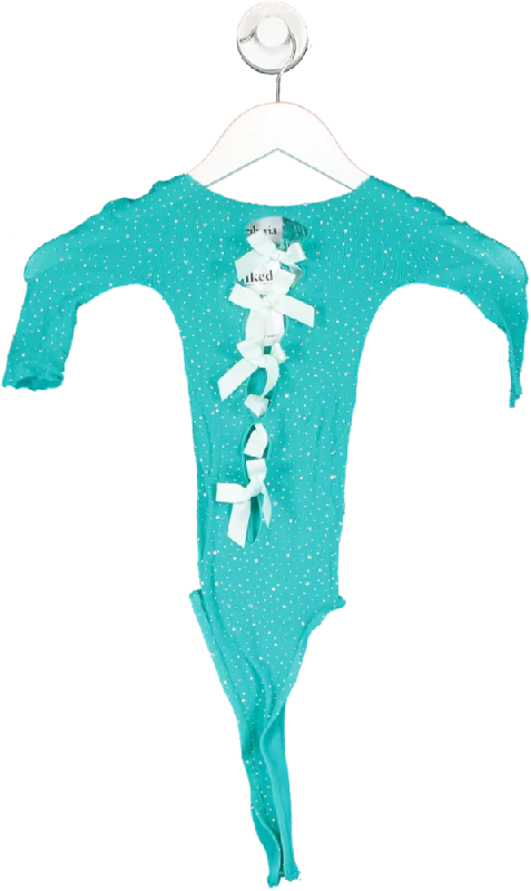 Ciberia Green Indiana Bodysuit UK XS Trendy Bodysuit with Frills